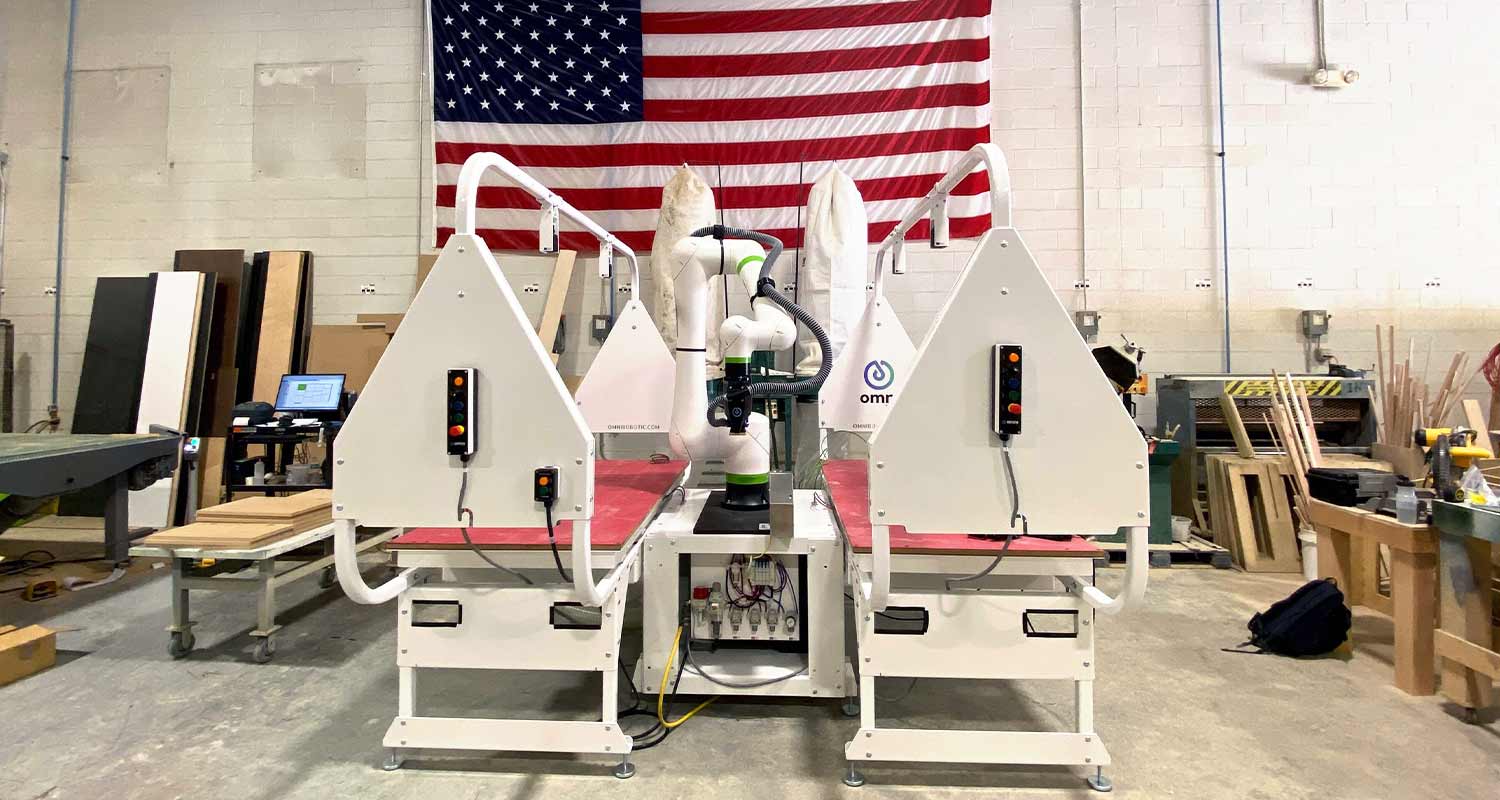 PSA-80 Pro displayed in a cabinet manufacturer’s facility, standing under the American flag.