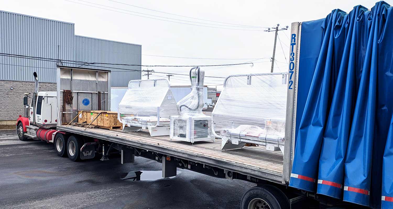The Omnirobotic PSA-80 PRO wrapped and ready for delivery, showcasing seamless installations across North America, May 2024.