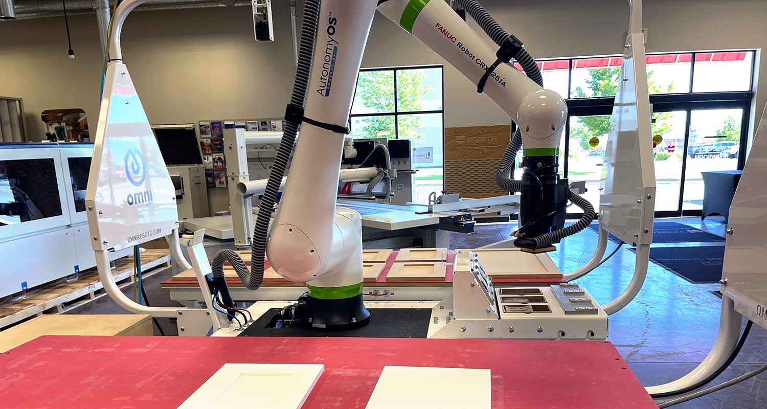 Close-up of Omnirobotic’s Panel Sanding Assistant during a demo session at the Wurth Louis Open House in West Jordan, UT, May, 2024.